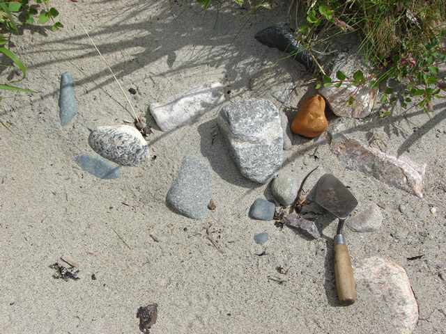 Orange ballast flint found on the beach at Sans Fond.