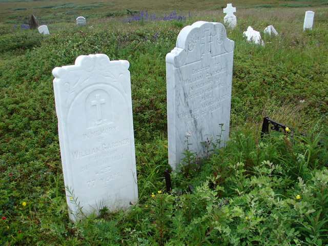 Headstones at Grey Island Cemetery.